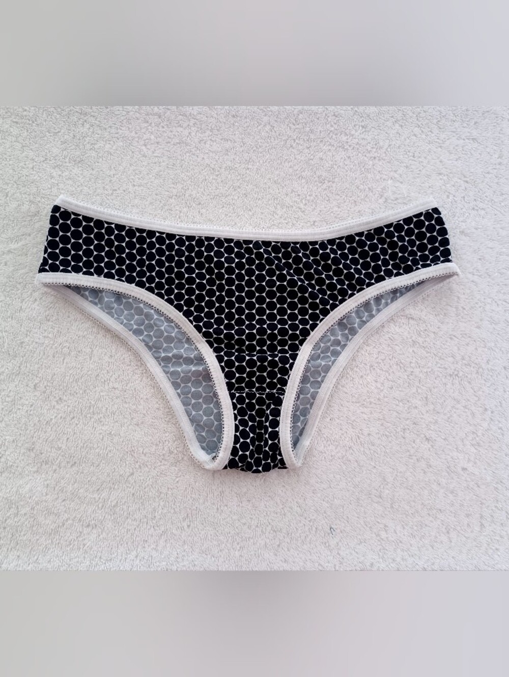 Polka Dot Nylon Cheeky Panties, Size S